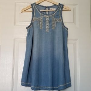 Liz Lange Maternity Tank Chambray with Embroidery